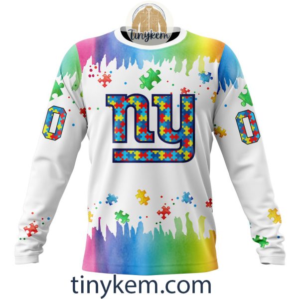 New York Giants Autism Tshirt, Hoodie With Customized Design For Awareness Month