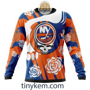 New York Islanders Customized Hoodie Tshirt With Gratefull Dead Skull Design2B4 pU7zP