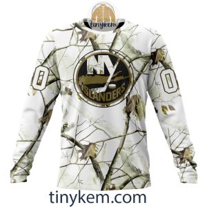 New York Islanders Customized Hoodie Tshirt With White Winter Hunting Camo Design2B4 i952b