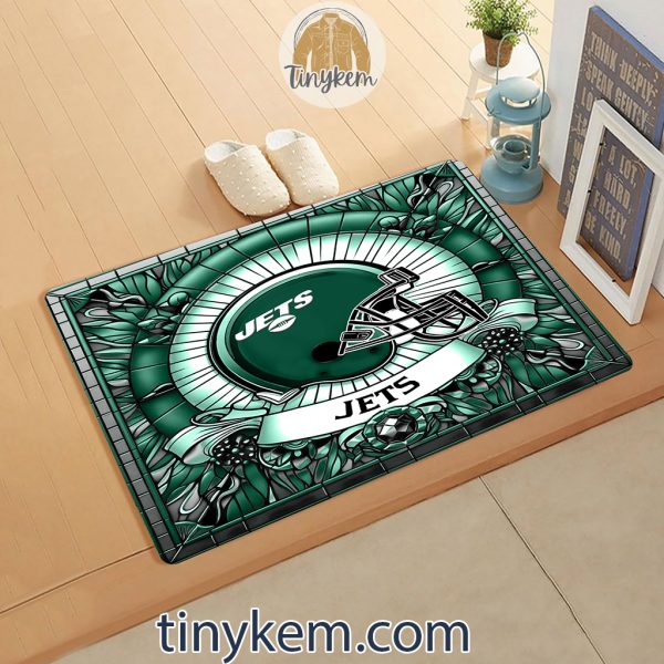New York Jets Stained Glass Design Doormat