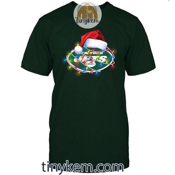 New York Jets With Santa Hat And Christmas Light Shirt