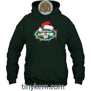 New York Jets With Santa Hat And Christmas Light Shirt