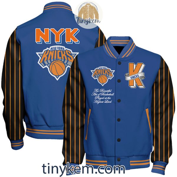 New York Knicks Baseball Jacket With Arm Stripes