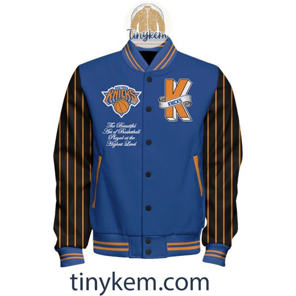 New York Knicks Baseball Jacket With Arm Stripes