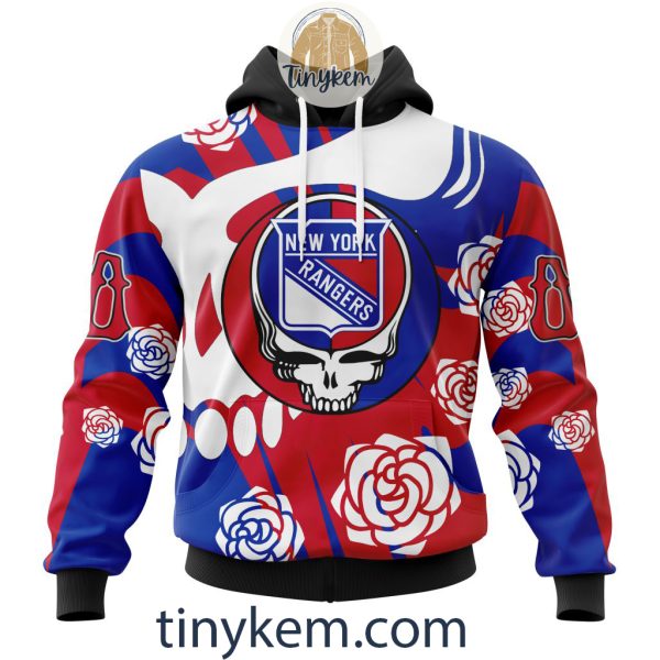 New York Rangers Customized Hoodie, Tshirt With Gratefull Dead Skull Design