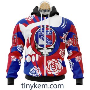 New York Rangers Customized Hoodie Tshirt With Gratefull Dead Skull Design2B2 o62oC