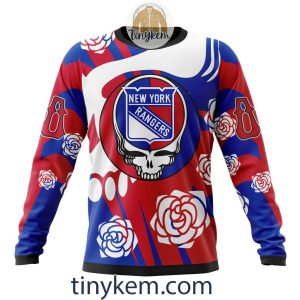 New York Rangers Customized Hoodie Tshirt With Gratefull Dead Skull Design2B4 P2uhB