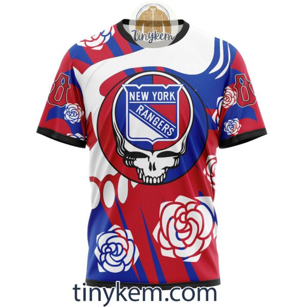 New York Rangers Customized Hoodie, Tshirt With Gratefull Dead Skull Design