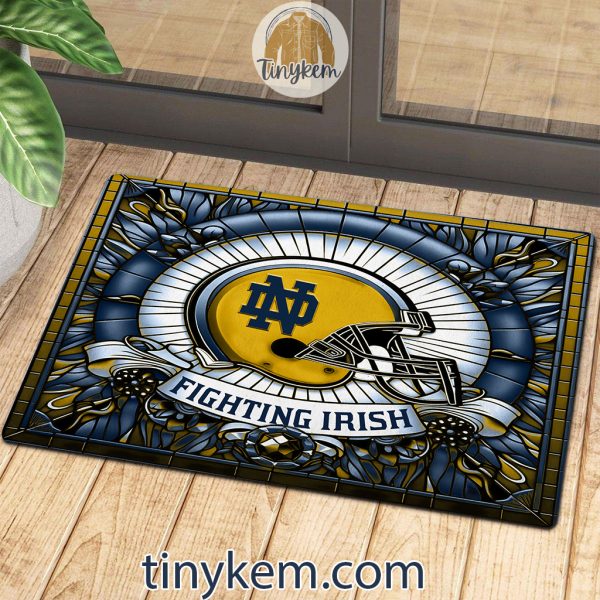 Notre Dame Fighting Irish Stained Glass Design Doormat