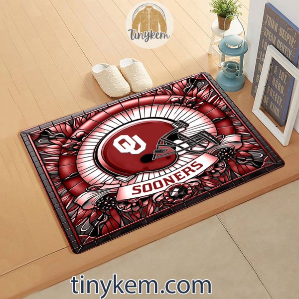 Oklahoma Sooners Stained Glass Design Doormat