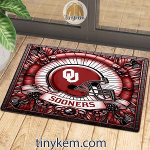 Oklahoma Sooners Stained Glass Design Doormat2B3 3twaJ