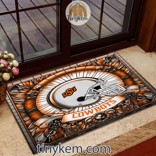 Oklahoma State Cowboys Stained Glass Design Doormat