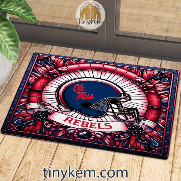 Ole Miss Rebels Stained Glass Design Doormat