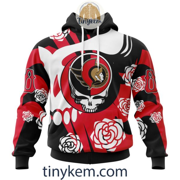 Ottawa Senators Customized Hoodie, Tshirt With Gratefull Dead Skull Design