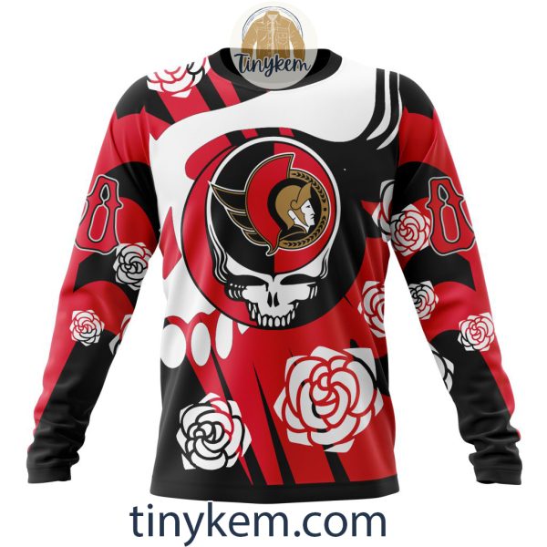 Ottawa Senators Customized Hoodie, Tshirt With Gratefull Dead Skull Design
