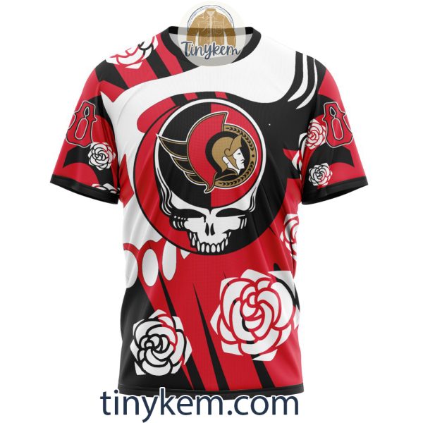 Ottawa Senators Customized Hoodie, Tshirt With Gratefull Dead Skull Design