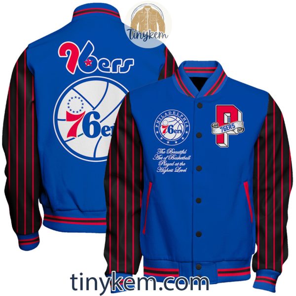 Philadelphia 76ers Baseball Jacket With Arm Stripes