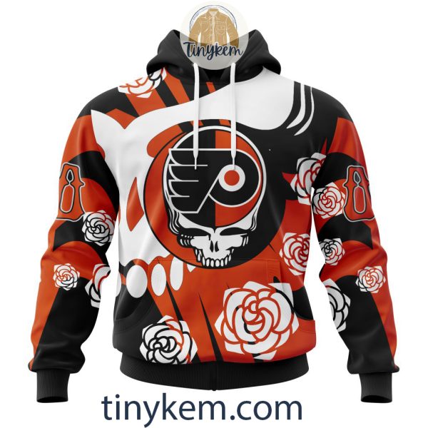 Philadelphia Flyers Customized Hoodie, Tshirt With Gratefull Dead Skull Design