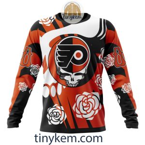 Philadelphia Flyers Customized Hoodie Tshirt With Gratefull Dead Skull Design2B4 Fzd3a
