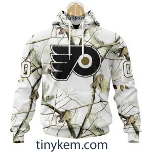 Philadelphia Flyers Customized Hoodie, Tshirt With White Winter Hunting Camo Design