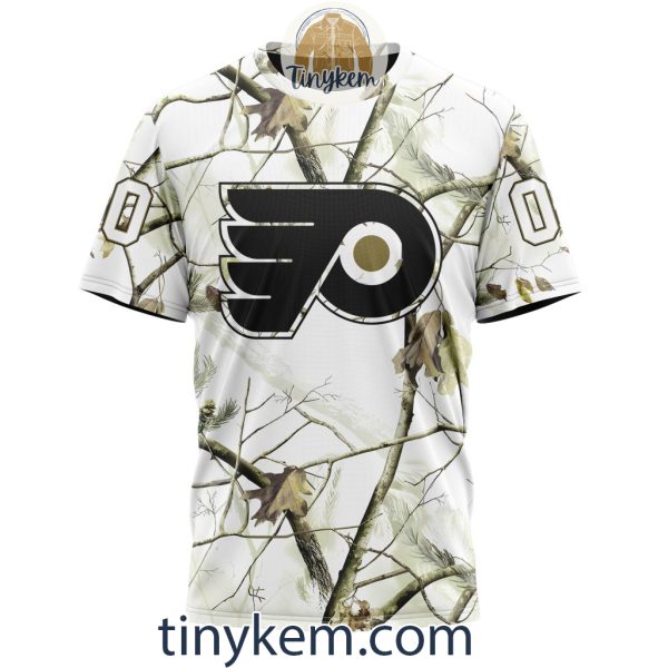 Philadelphia Flyers Customized Hoodie, Tshirt With White Winter Hunting Camo Design