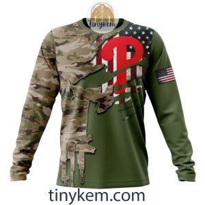 Philadelphia Phillies Skull Camo Customized Hoodie Tshirt Gift For Veteran Day2B4 GbvSK
