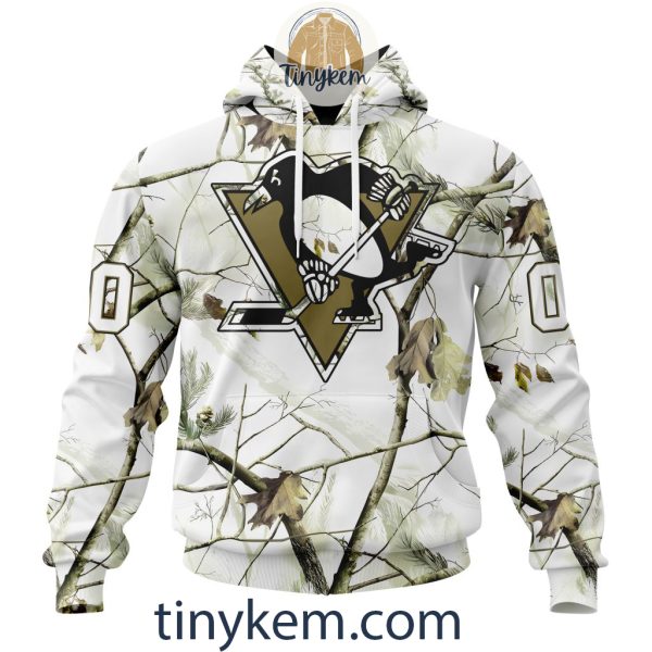 Pittsburgh Penguins Customized Hoodie, Tshirt With White Winter Hunting Camo Design