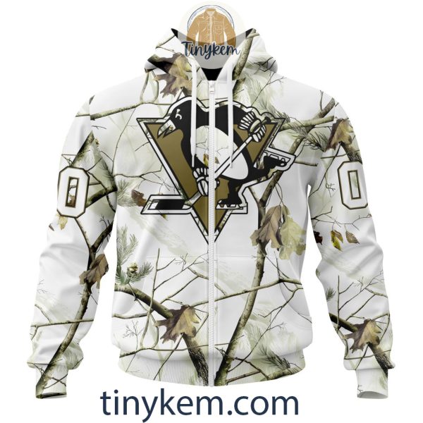 Pittsburgh Penguins Customized Hoodie, Tshirt With White Winter Hunting Camo Design
