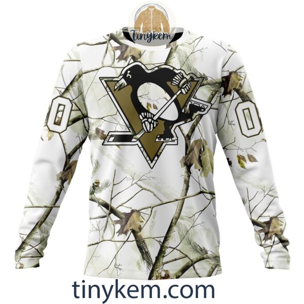 Pittsburgh Penguins Customized Hoodie, Tshirt With White Winter Hunting Camo Design