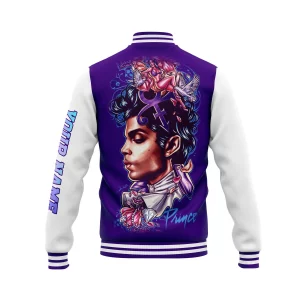 Prince Customized Baseball Jacket Purple and White2B3 uMAoZ