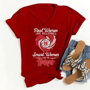Real Women Love Volleyball Smark Women Love The Huskers Shirt2B3 pUQ48