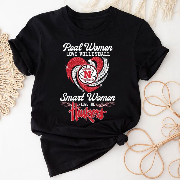 Real Women Love Volleyball Smark Women Love The Huskers Shirt