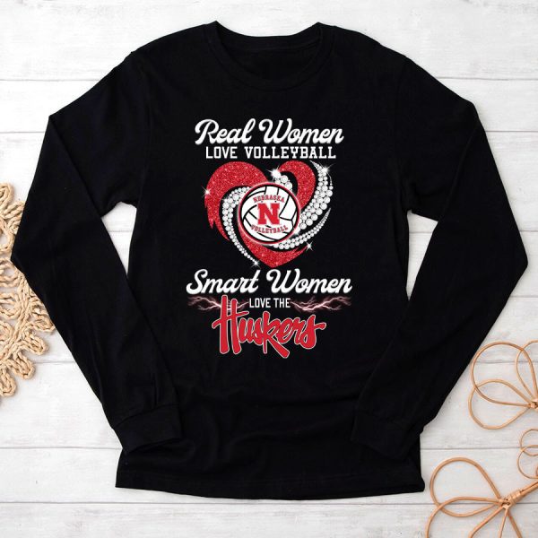 Real Women Love Volleyball Smark Women Love The Huskers Shirt
