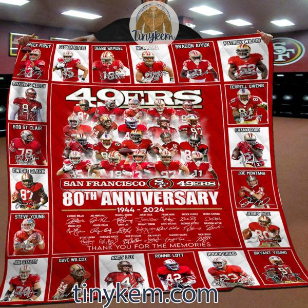 SF 49ers 80th Anniversary 1944-2024 Quilt Blanket