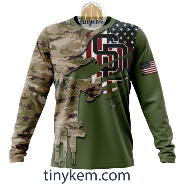 San Diego Padres Skull Camo Customized Hoodie, Tshirt Gift For Veteran Day