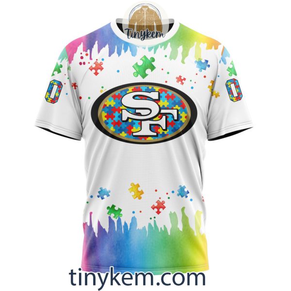 San Francisco 49ers Autism Tshirt, Hoodie With Customized Design For Awareness Month