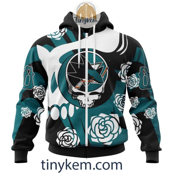 San Jose Sharks Customized Hoodie, Tshirt With Gratefull Dead Skull Design