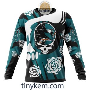 San Jose Sharks Customized Hoodie Tshirt With Gratefull Dead Skull Design2B4 iiOik
