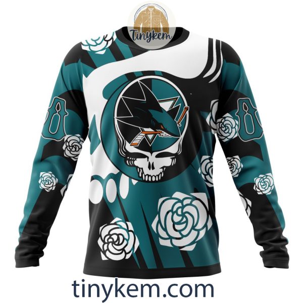 San Jose Sharks Customized Hoodie, Tshirt With Gratefull Dead Skull Design