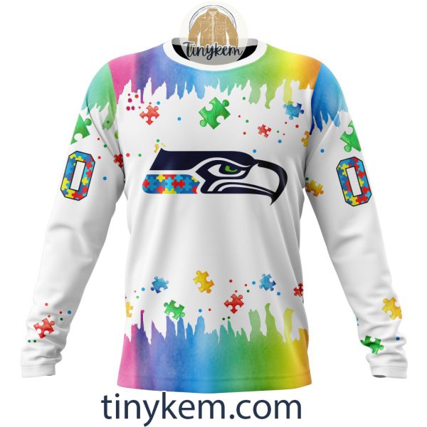 Seattle Seahawks Autism Tshirt, Hoodie With Customized Design For Awareness Month