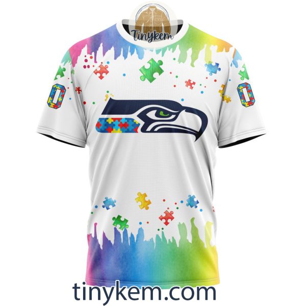 Seattle Seahawks Autism Tshirt, Hoodie With Customized Design For Awareness Month