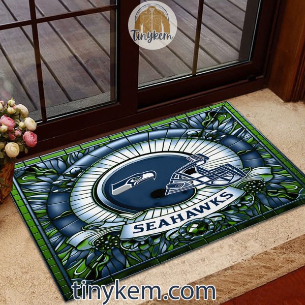 Seattle Seahawks Stained Glass Design Doormat