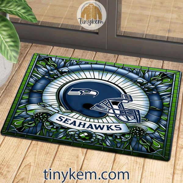 Seattle Seahawks Stained Glass Design Doormat