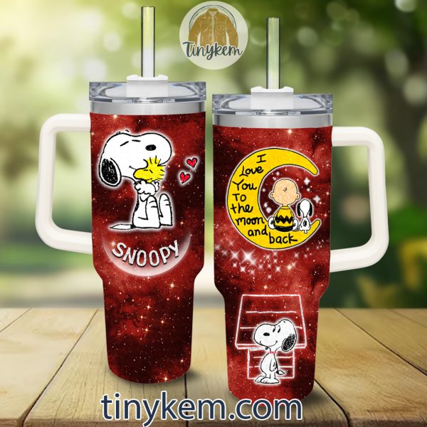Snoopy Customized 40 Oz Tumbler: I Love You To The Moon And Back