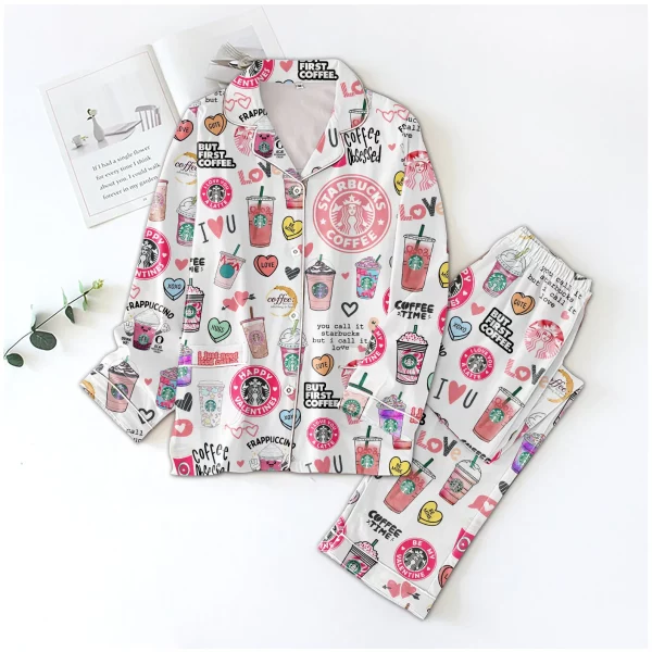 Starbucks Coffee Icons Pattern Pajamas Set