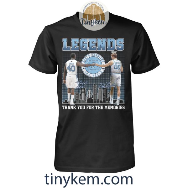 Tar Heels Basketball Legends Tshirt: Davis and Montross