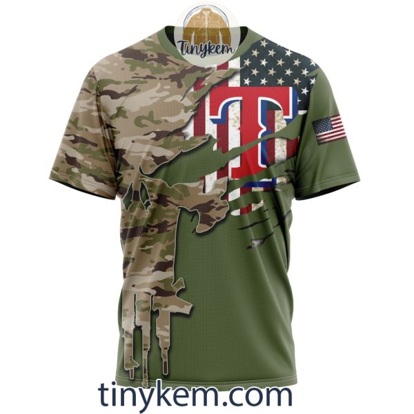 Texas Rangers Skull Camo Customized Hoodie, Tshirt Gift For Veteran Day