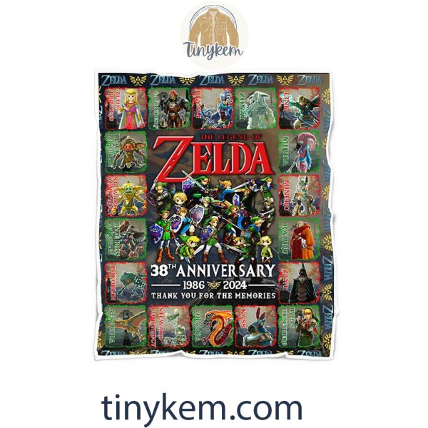 The Legend of Zelda Sherpa Fleece Blanket: 38th Anniversary 1986-2024