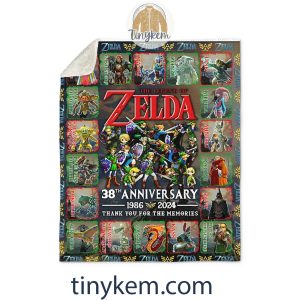 The Legend of Zelda Sherpa Fleece Blanket 38th Anniversary 1986 20242B3 5OBBe