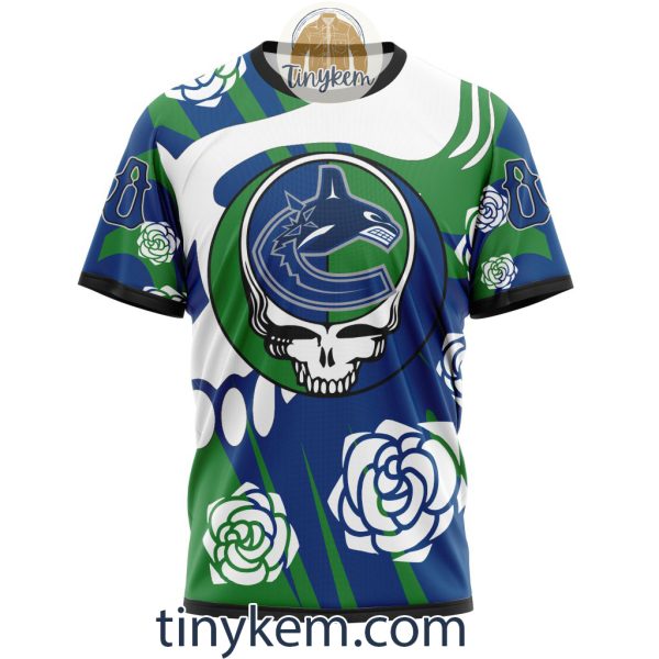 Vancouver Canucks Customized Hoodie, Tshirt With Gratefull Dead Skull Design